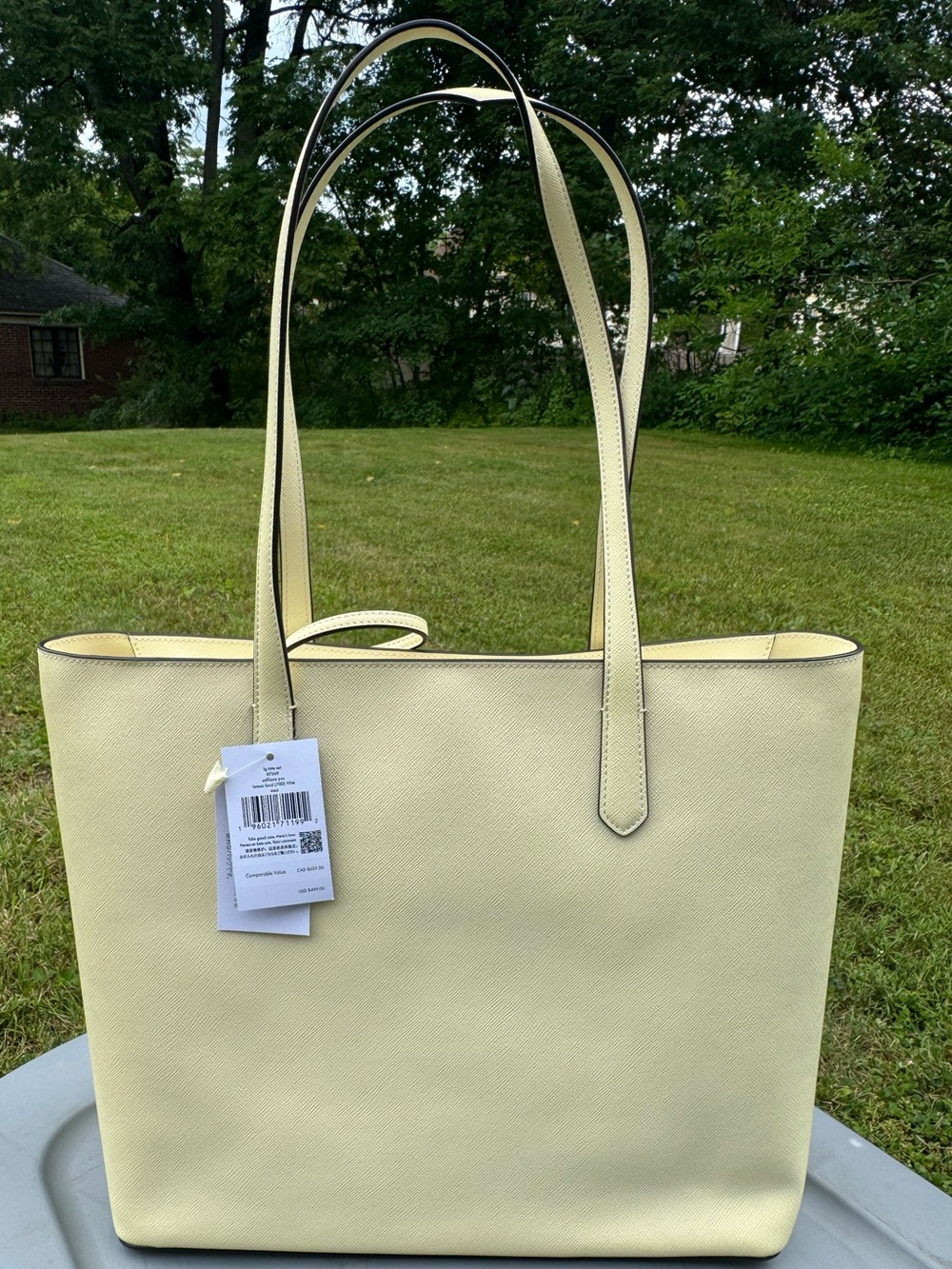 kate spade Pale Yellow Leather Tote with Long Shoulder Straps